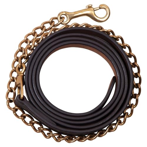Billy Royal Leather Lead with Brass Chain for Horses | Hand-Rubbed Havana Tint | Ideal for Stallions & Tougher Equines | Matches Stable Halters | 30