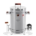 3-in-1 Stainless Steel Smoker Barrel Grill – Portable Charcoal BBQ with Thermometer, 12 lbs Outdoor Cooking Smoker for Camping, Backyard & Home BBQ INGRILL