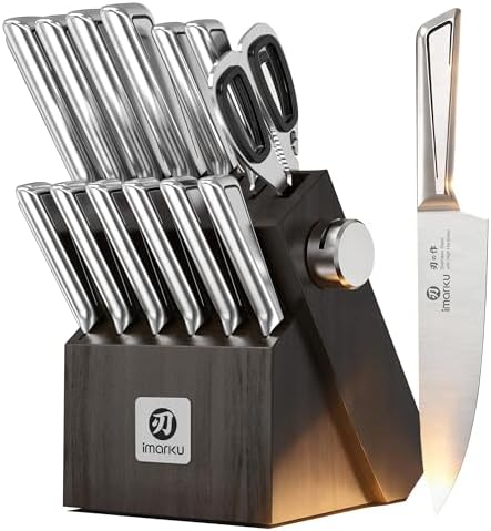 imarku Japanese High Carbon Stainless Steel Knife Set with Block,...
