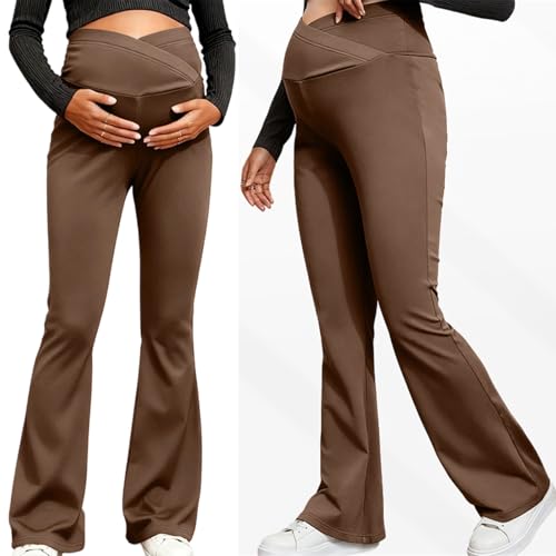 Pantalon de grossesse à jambe large et tissu extensible thermorégulateur