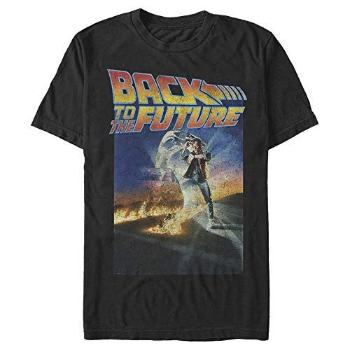 Back to The Future Mens Classic Poster Basic Solid Tee T-Shirt Black Large US