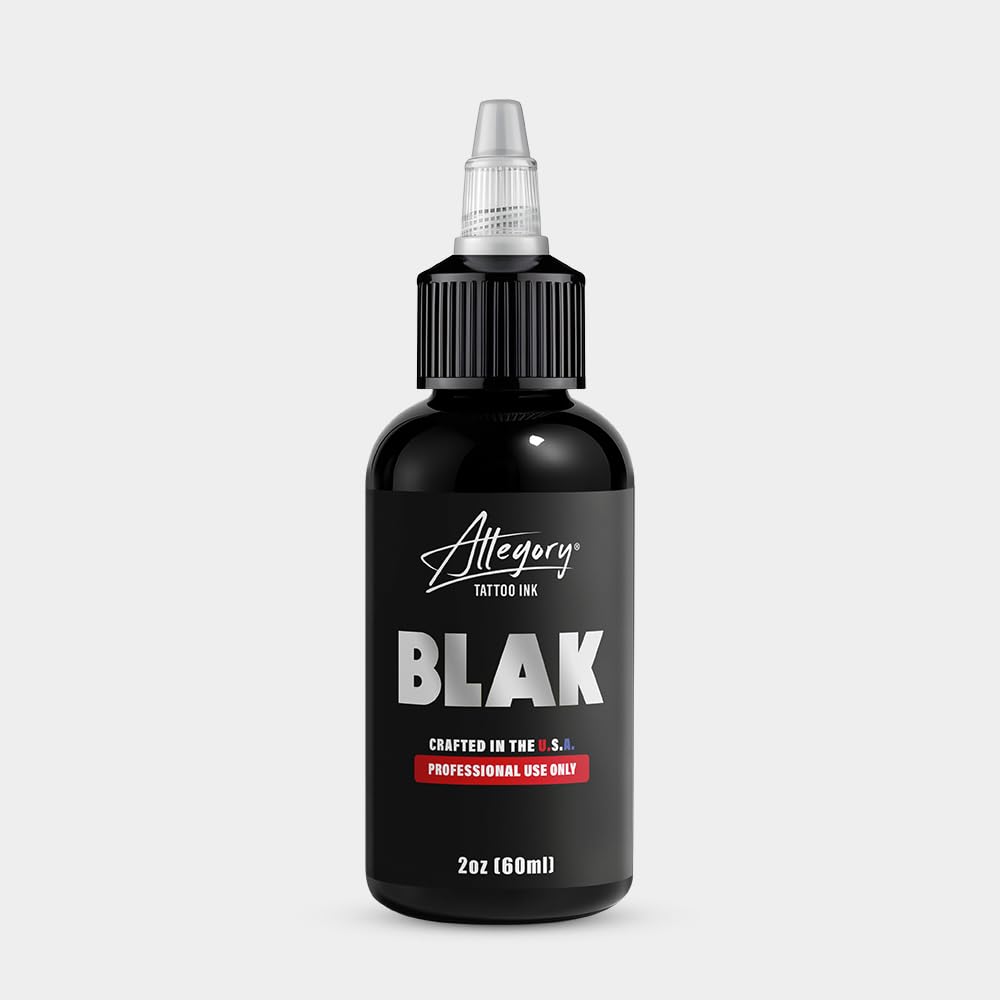 Allegory Tattoo Ink – Blak, Premium Black Tattoo Ink, Perfect for Lining and Shading, Smooth, Consistent Pigment, Vegan Friendly Tattoo Color, Organic Ink, Crafted in The USA, 2 oz