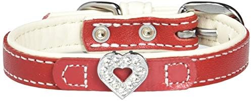 ONS Leather Charm Heart M Red (Cats & Ultra Small Dog Collar)