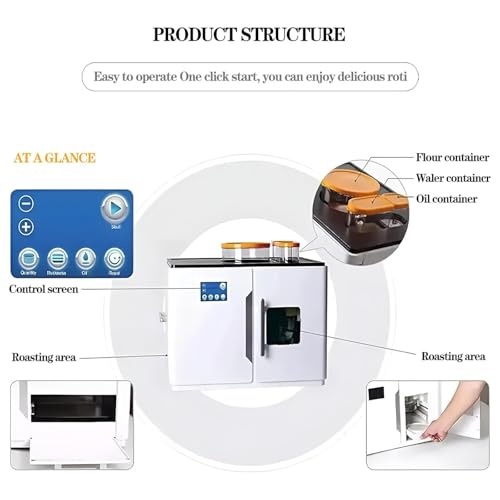 PRMTYUP Fully Automatic Roti Maker, Electric Chapati Tortilla Pancake, Flatbreads Pita Making Machine, Rotis Naan Maker, for Chapati, Corn Cakes, Flour Tortilla,White - Image 4