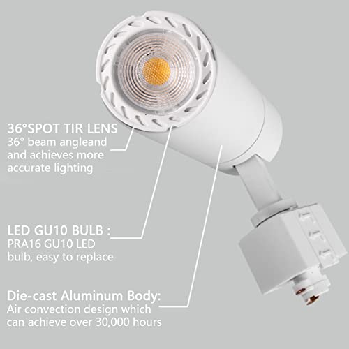 Eaglod 10W Dimmable Led Track Lighting Head,Cri90+Adjustable Track Lights Fixture 4000K Daylight,110V Ceiling Spotlight 34° Angle For Accent Task Wall Art Lighting, Kitchen,Halo Type- 10 Pack White #TOP4
