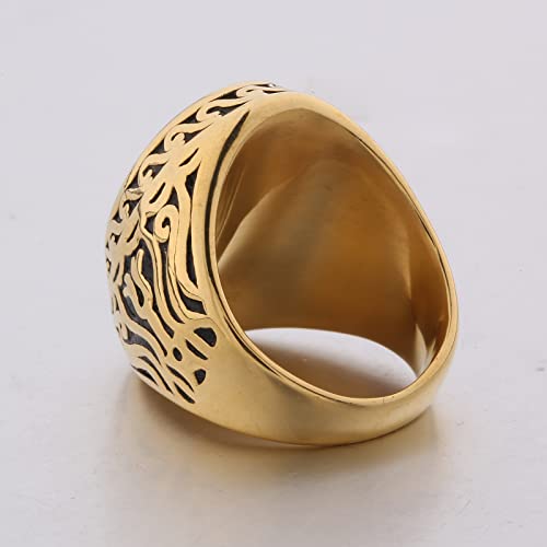 Masop Jewellery Vintage Mens Stainless Steel Cz Ring Gold Biker Celtic Band Blue Stone Size 12 #TOP5