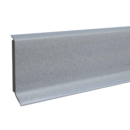 PROVISTON Lot de 5 plinthes en plastique - 12,8 x 60 x 2 500 mm - Mousse rigide en PVC - Gris - À coller, clips, vis et clous, lèvre souple teintée dans la masse - 12,5 m