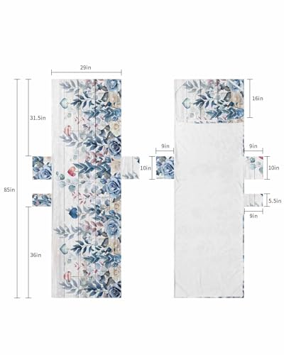 Blue Botanical Valentines Beach Lounge Chair Towel Cover, Soft Chaise Lounge Towel with Side Pockets Patio Pool Chairs Cover for Beach/Pool Sunbathing 29x85 Spring Floral Love Heart Vintage