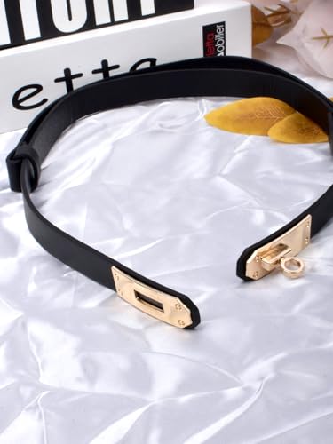 1 Pack Women's Skinny Belt, Adjustable Thin Belts for Womens, Womens Black Belt with Turn-Lock Buckle, Ideal for Dresses, Jeans, and Coats