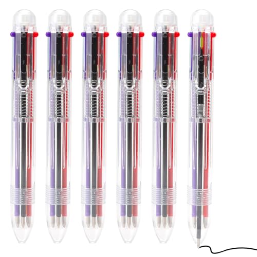 6 Stück Mehrfarbiger Kugelschreiber 6 in 1 Versenkbare Kugelschreiber Mehrfarbiger Stifte 6 Farben Stifte Multicolor Pen für Büro Schulbedarf Studenten Kinder Krankenschwestern Geschenk 0,5mm mit leer
