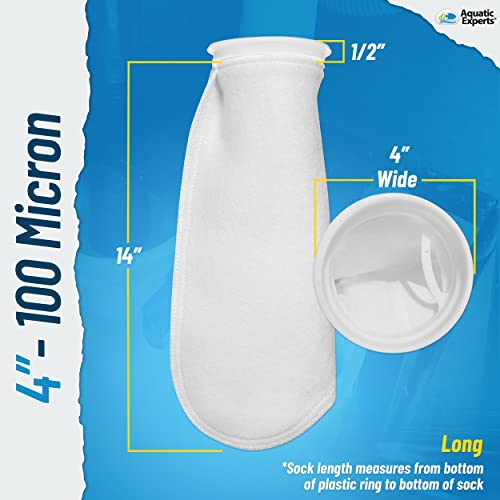 Filter Socks 100 Micron - Threaded Seams - Aquarium Felt Filter Socks - Made In The Usa (4"X14", 2 Pack) #TOP1