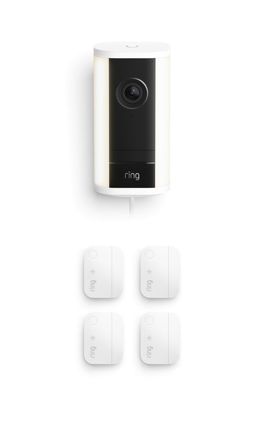 Ring Spotlight Cam Pro (newest model), White with 4 Window and Door Sensors (newest model)