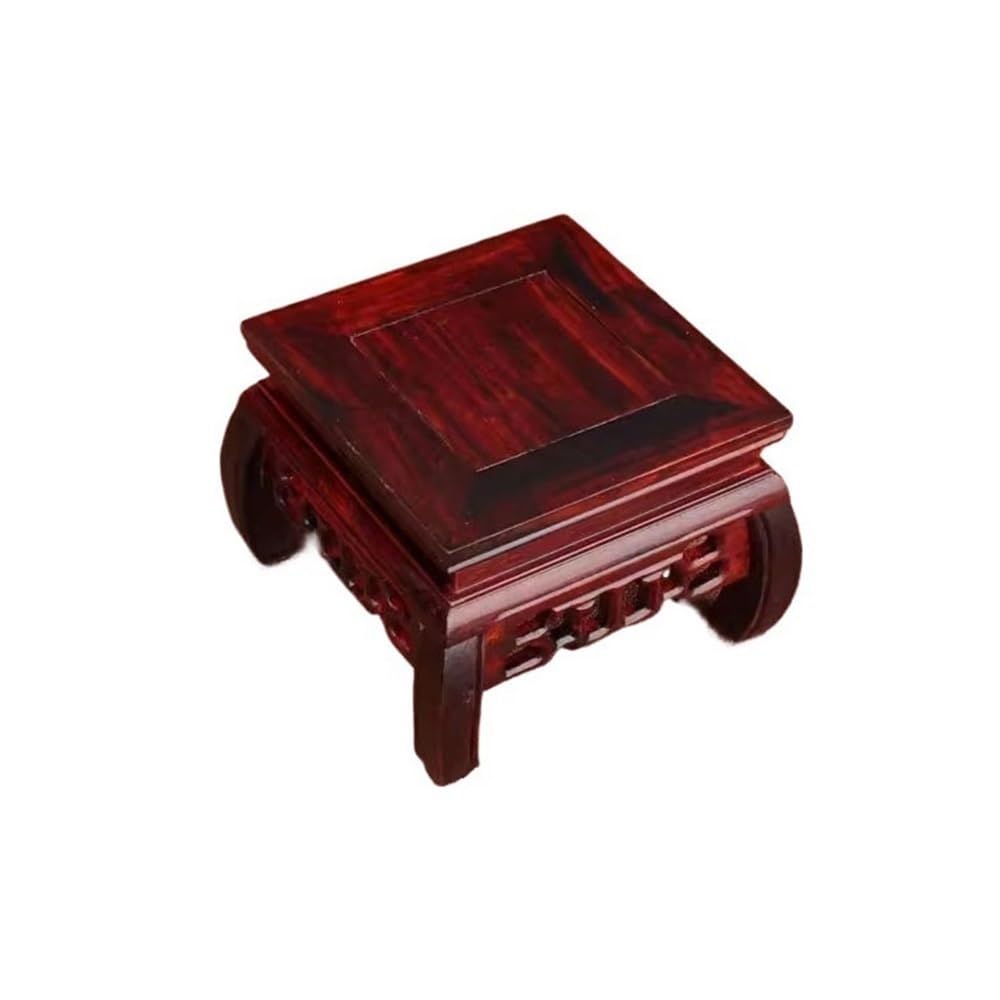 V2t9R4m7 Bonsai pot stand Redwood Carving Square Bonsai Base, Home Vase Teapot Display Stand Decoration Bonsai display stand(Large)