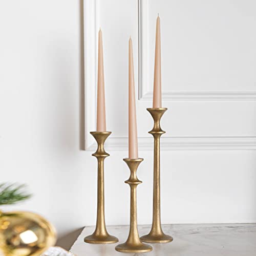 Iron Taper Candle Holder - Set of 3 Decorative Candle Stand - Candlestick Holder for Wedding, Dinning, Party - Antique Brass by SUJUN - Image 7