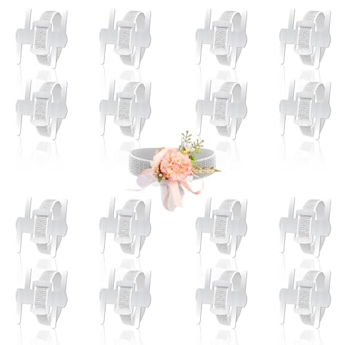 HIONXMGA Silver Corsage Wristlet Band, 16 Pcs Elastic Wrist Corsage Bracelets Bands for Women, Stretch Aluminum DIY Handmade Prom Flower Supplies Accessories for Wedding Party by HIONXMGA - Used condition - US$8.05