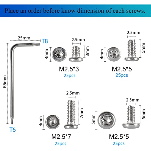 Hantof 100Pcs Pocket Blade Knife Handle Screws,Knife Pocket Clip Screw,Tactical Survival Knife Screw,Edc Folding Knives Hilt Fasteners,Shaft Pivot Pin Rivets,M2.5 Machine Screws,Stainless Steel,4 Type #TOP4