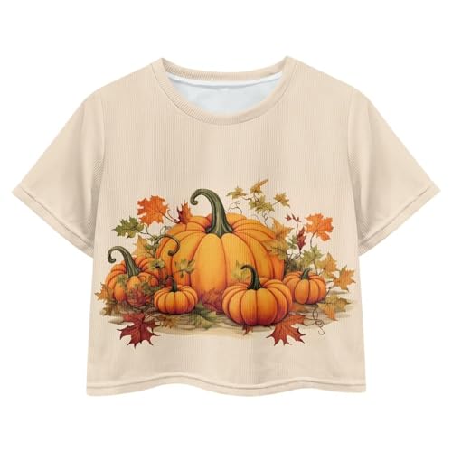 Image of Kids Crop Top Short Sleeve T-Shirts for Girls Size 5-14