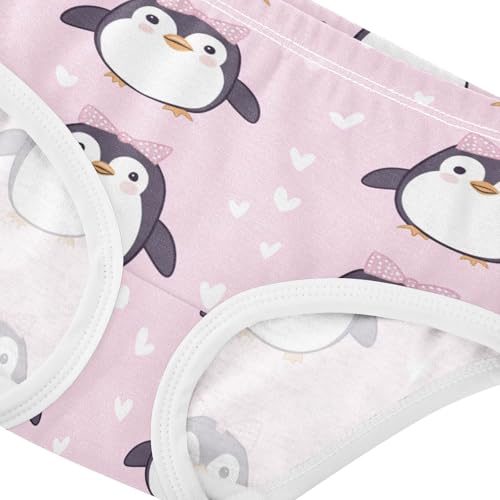 Wusikd Cute Penguins Girls' Underwear Cotton Bows Pink Girls Briefs Soft Toddler Underwear 2T4