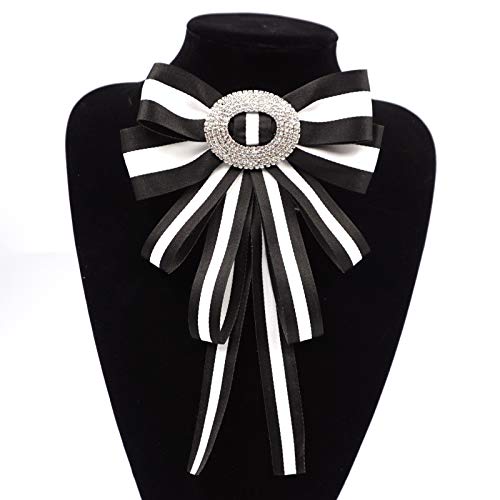 Black Bow Tie Brooch For Men Self Tie Fashion Jabot Collar Brooch Pins Fashion Collar Pins Pretied Shirt Black Corsage Womens Bow Tie(Black+White) #TOP3