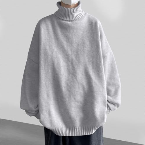 Mens Pullover Sweater Comfy Turtleneck Warm Knitwear Oversized Winter Fashion Y2k Preppy Jumper Long Sleeve Basic Tops2