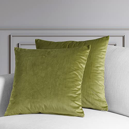 Image of HPD Half Price Drapes Cushion Cover 18 x 18 Heritage Plush Velvet - VPYC-161224-CC18PR - Pair, Retro Green