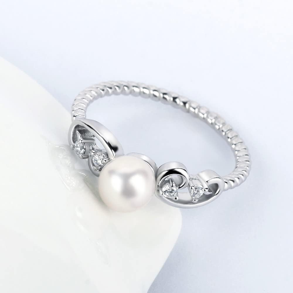 925 Sterling Silver CZ Twisted Pearl Ring Mounting for Women in Size 6/7/8/9/10