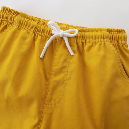 Moonker Cotton Shorts for Kids Boys Solid Color Elastic Waist Pull on Soft Breathable Pants Comfy Boy Shorts4