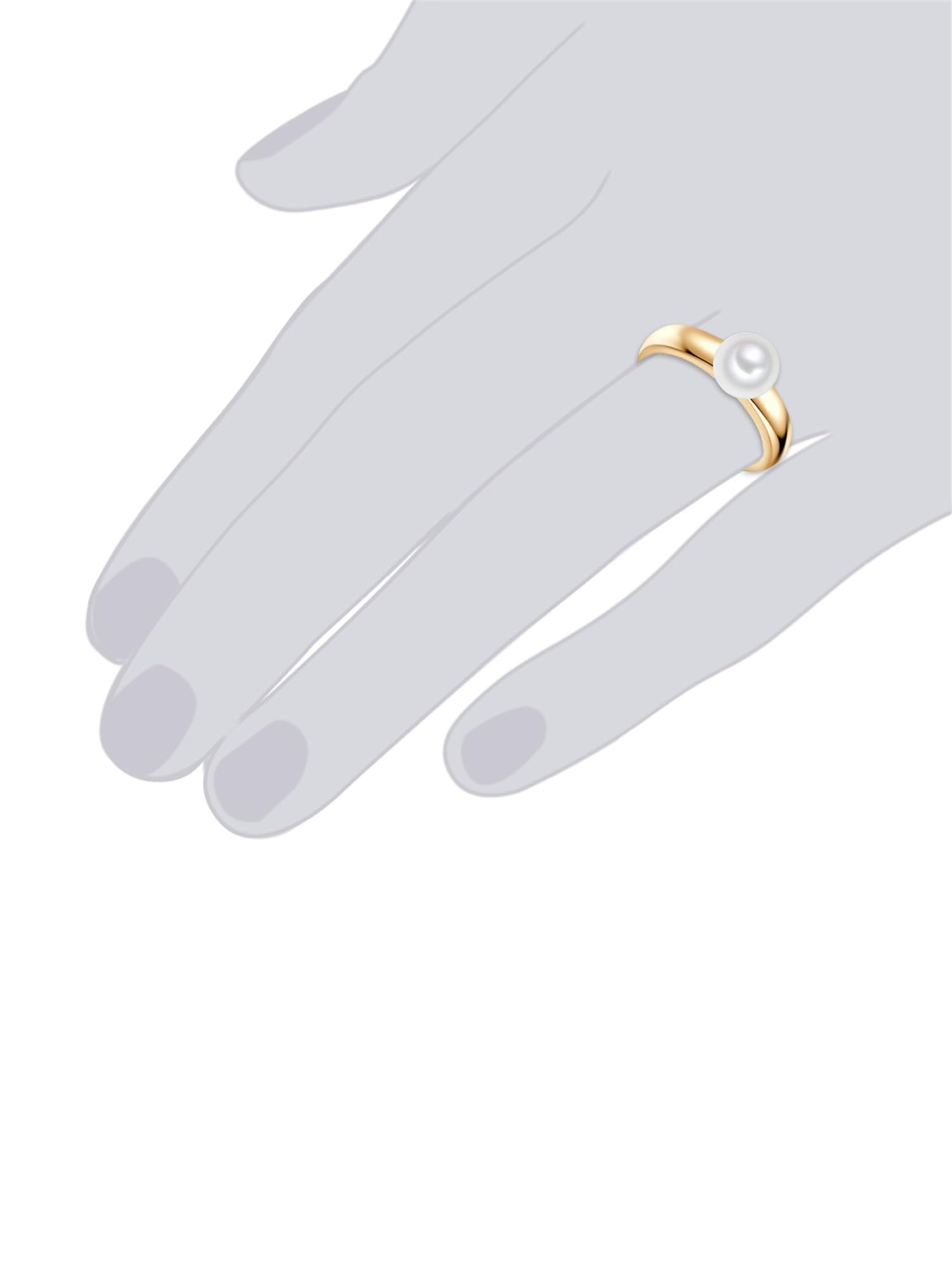 Valero Pearls Damen Ring Perlenring aus 925/- Sterling Silber gelbvergoldet