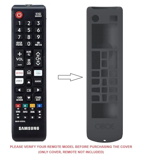 Image of Oboe Silicone TV Remote Cover Compatible with Samsung Smart TV BN59-01315 /L inferieurCase with Lanyard (F-Dark Grey) [Remote NOT Included]