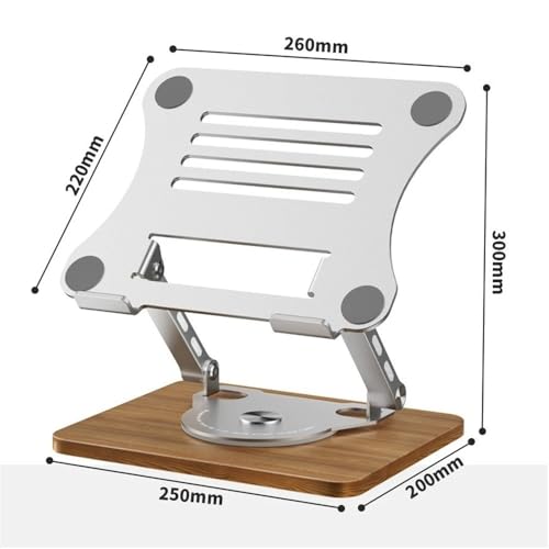 Soporte para portátil ergonómico contra dolor cervical con base de madera y giro de 360 grados 2