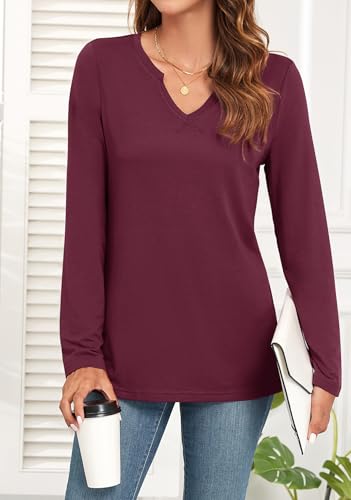 Image of WEACZZY Women's Long Sleeve Tops Dressy Casual Sexy V Neck Work Shirts Loose Fit Blouses Tunic Fall Fashion Outfits 2025