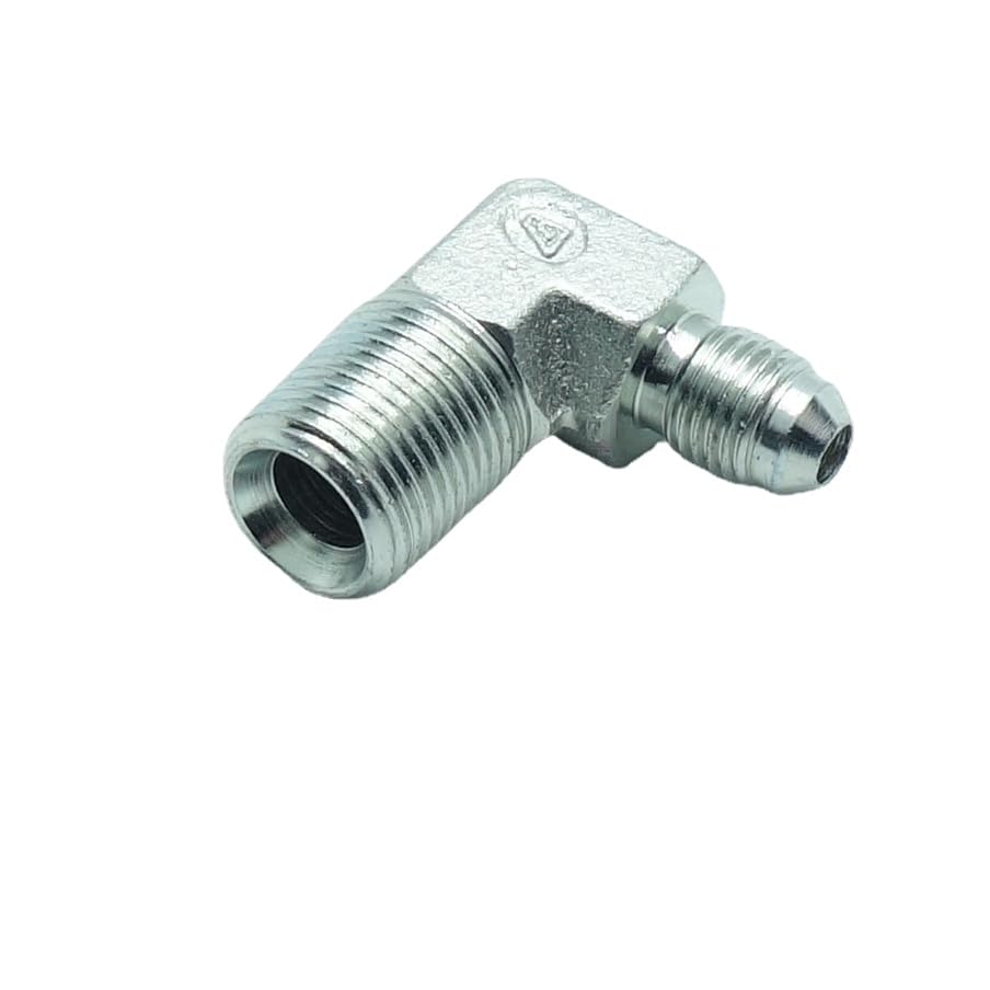 2 Pcs 1/4" Male JIC (7/16"-20Tpi) x 3/8" Male NPT Hydraulic Fitting 37° Flare to 90° Elbow Pipe Adapter