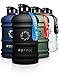 REFYLL Botella deportiva de 2 litros – "beastFYLL" I robusta botella de agua de 2 litros para gimnasio, fitness y entrenamiento I Premium Water Jug 2200 ml I Botella 2L (Midnight Black)