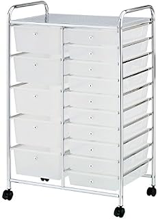Taylor & Brown 15 Drawer Mobile Rolling Storage Trolley Unit Organiser On Wheels For Salon, Beauty Make Up, Hairdressing, Beauty & Home Office Stationary (White)