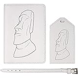 cabezas islas de pascua tienen cuerpo Forro suave al tacto Azeeda \'Cabeza de Isla de Pascua\' Funda Protectora para Pasaporte y Etiqueta (PA00013904)