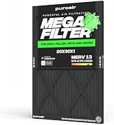 PuroAir MegaFilter - 20x30x1 Air Filter MERV 13 Activated CarbonTech Defense - Heavy Duty 3 Layer...