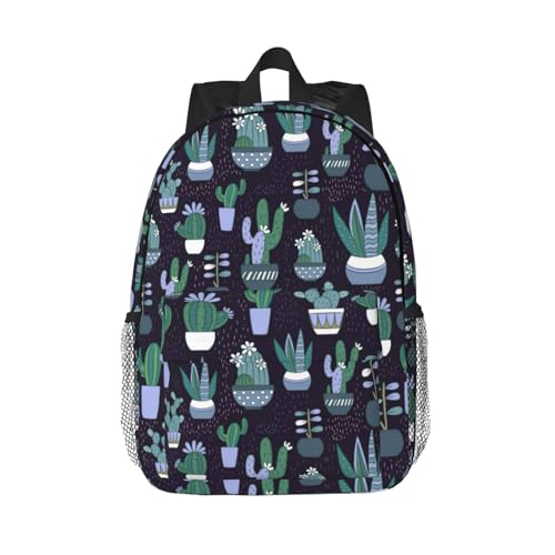 Mochila de viaje con estampado de suculentas para senderismo y campus