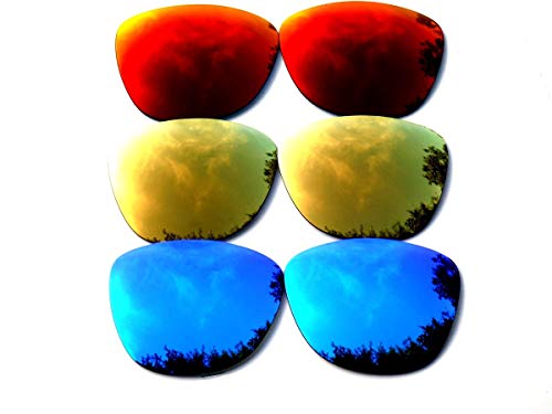 Galaxy Replacement Lenses for Oakley Frogskins Blue&Gold&Red Color Polarized 3 Pairs,