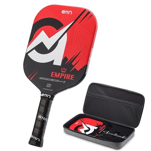 A11N Empire Edgeless Pickleball Paddle – Carbon Fiber Paddle with Longer Handle Design for Double-Handed Backhand & SuperGrit Surface Texture Technology, ControlMax - Wide Body Shape, Red by A11N SPORTS - Used condition - US$19.27