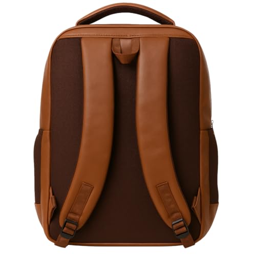 Image of Bagbros 30L Faux Leather Laptop Backpack for Men & Women - Premium Waterproof Anti-Theft Travel Bag with Multi-Pocket Organizer | Work, Gym, Office, College, School Use