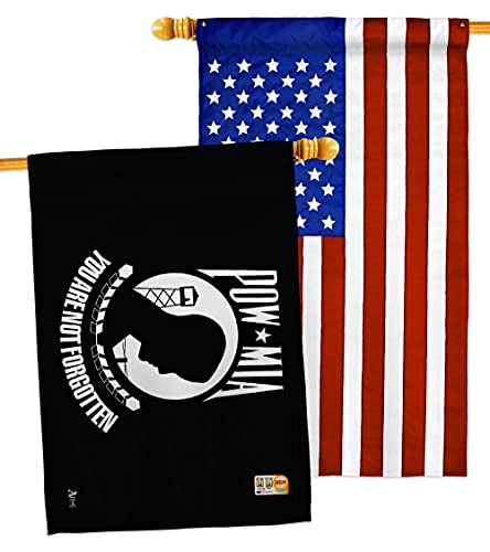 Americana Home & Garden POW MIA House Flag Pack Armed Forces Vietnam WarUnited State American Military Veteran Official Applique Decoration Banner Small Garden Yard Gift Double-Sided, Made in USA