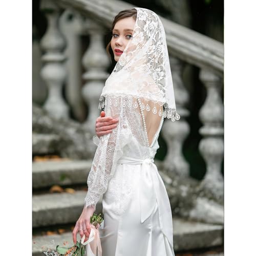 Triangle Lace Scarf for Women Mantilla Veil Tulle Lace Headscarf Lightweight Fashion4