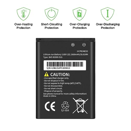 WUHAO for Sonim XP3 Plus XP3900 Replacement Battery [Upgraded 2600mAh] BAT-02300-01S Battery 3.85V