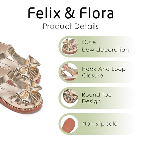 Image of Felix & Flora Toddler Girls Sandals Soft Rubber Princess Flat Shoes Flower Girl Shoes