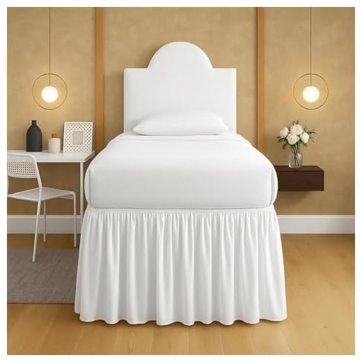 Mattress-Homes Dorm Bed Skirt Twin XL 32 Inch Drop Tailored with Split Corners Ruffled White Bedskirt Wrap Around Elastic Dust Ruffle for Lofted College Beds Twin Extra Long Dorm Bedding Essential