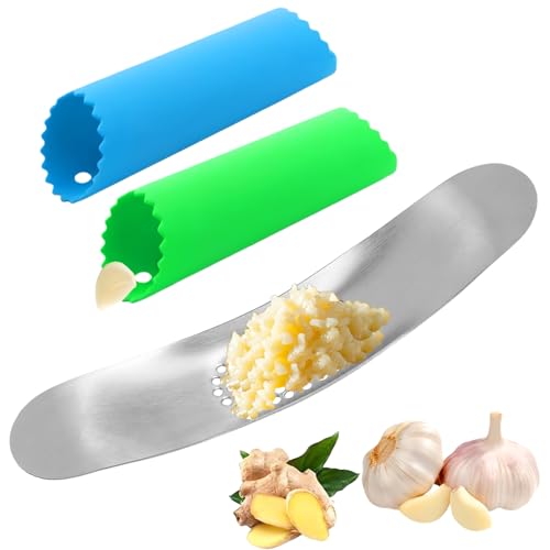 Lot de 3 presse-ail en acier inoxydable - Presse-ail - Presse-ail - Presse-ail - Presse-ail - Pour moulin à ail - Aide de cuisine