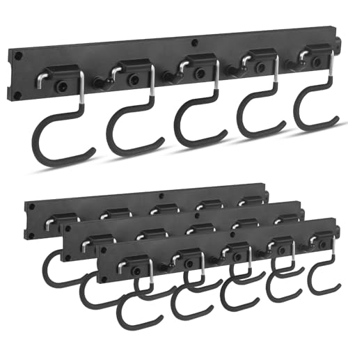 Gaethra Gartengerätehalter, 4 x 40cm Gerätehalter Wand, Gartengeräte Aufhängung Grau, Wandhalterung Gartengeräte mit Anti-Rutsch Gummierung, für Garage, Garten, Abstellraum, Geräteschuppen, Keller