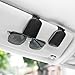 SINGARO Sunglasses Holder for Car, Leather Magnetic Buckle Sun Visor Sunglass Clip, Ticket Card Storage Glasses Clip, Car Interior Accessories for Men and Women（Black-Gray）