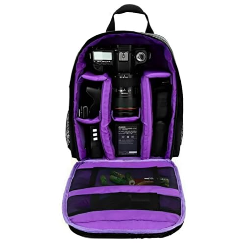 Bolsa para câmera, mochila para para fotógrafos, bolsa para à prova d'água，aplica-se a câmeras DSLR, flashes, tripés, laptops, lentes e acessórios (Roxo)