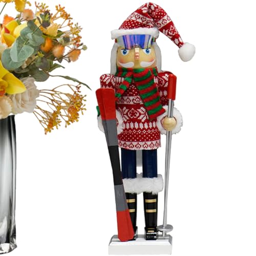 スキー くるみ割り人形 クリスマス 飾り | 木製 クリスマス ホリデー 装飾,フェスティブ ナッツクラッカー 置物 | 家庭用 本棚 暖炉 マントル テーブル センターピース ホリデー パーティー
